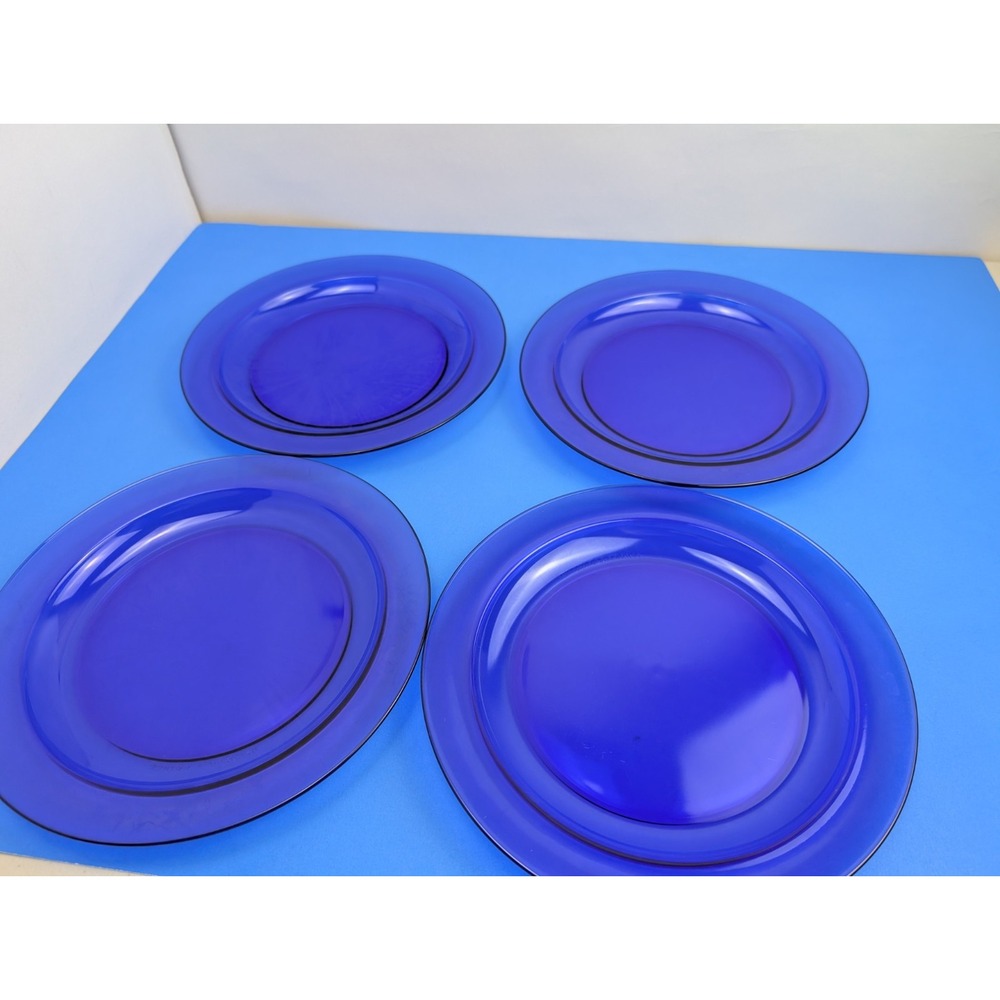 Arcoroc France Cobalt Blue Dinner Plate 9" Set of 4